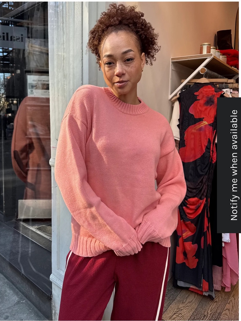Donni cashmere cotton crewneck sweater in Lox